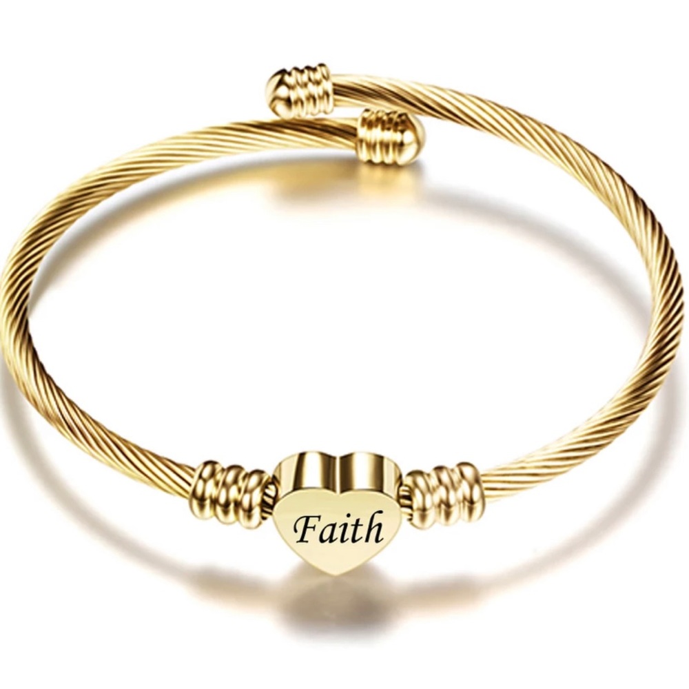 Customize Faith Heart Charm Bracelets New Stainless Steel Cuff  Bracelet Bangle